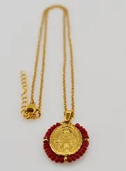 Halskette Wundertätige Medaille – Rote Perlen
