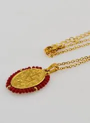 Halskette Wundertätige Medaille – Rote Perlen