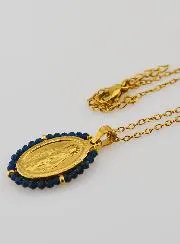 Halskette Wundertätige Medaille – Dunkelblaue Perlen