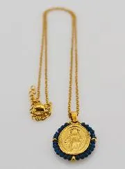 Halskette Wundertätige Medaille – Dunkelblaue Perlen