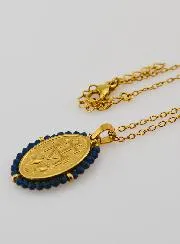 Halskette Wundertätige Medaille – Dunkelblaue Perlen