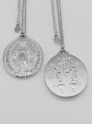 Halskette mit Wunderbare Medaille Silberfarben – 22mm
