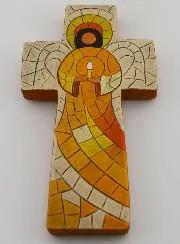 Keramikkreuz Wachender Engel – 15cm