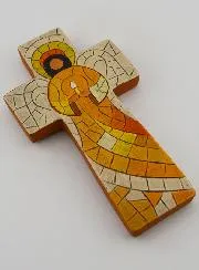 Keramikkreuz Wachender Engel – 15cm