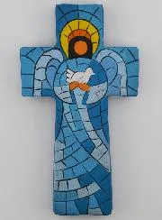 Keramik Kreuz Friedensengel – 15cm