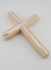 Kruzifix aus Ahornholz mit Silber Auflage – 20cm