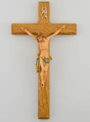 Kruzifix aus Lindenholz und Christus mit Blauem Tuch – 18cm