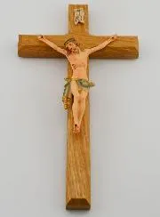 Kruzifix aus Lindenholz und Christus mit Blauem Tuch – 18cm