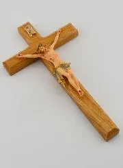 Kruzifix aus Lindenholz und Christus mit Blauem Tuch – 18cm