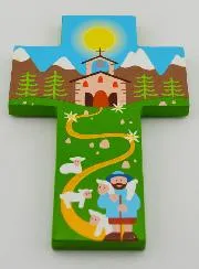 Kinderkreuz aus Holz – Der Gute Hirte