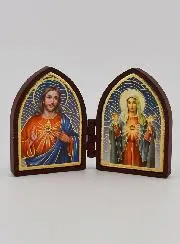Kleine Diptychon Ikone – Die Heiligen Herzen Jesu und Mariens