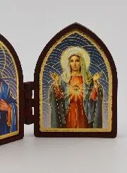 Kleine Diptychon Ikone – Die Heiligen Herzen Jesu und Mariens