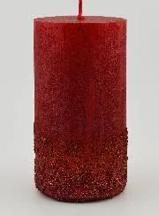Weihnachtskerze mit Relief – Rot