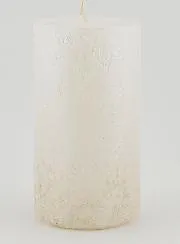 Weihnachtskerze mit Relief – Perlweiß