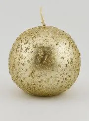 Kerze Weihnachtskugel mit Glitzer – Champagner