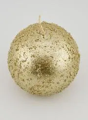 Kerze Weihnachtskugel mit Glitzer – Champagner