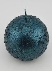 Glitzernde Weihnachtskugel Kerze – Blaugrün