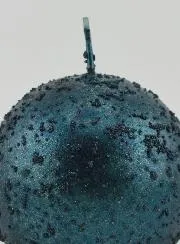 Glitzernde Weihnachtskugel Kerze – Blaugrün