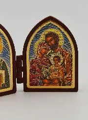 Kleine Diptychon Ikone – Christus Pantokrator und die Heilige Familie