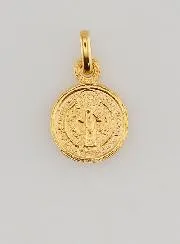 Vergoldete Medaille des Heiligen Benedikt – 10mm