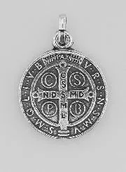 Versilberte Medaille des Heiligen Benedikt – 18mm