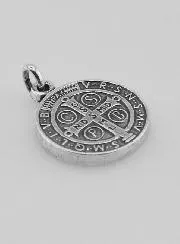 Versilberte Medaille des Heiligen Benedikt – 18mm