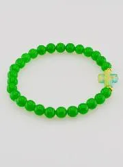 Religiöses Armband mit Kreuz und Grüner Jade