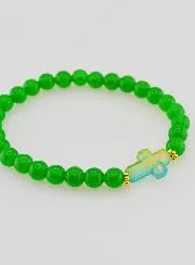 Religiöses Armband mit Kreuz und Grüner Jade