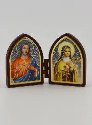 Mini Diptychon Ikone – Heiligstes Herz Jesu und Heilige Theresa