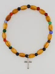 Armband mit Kreuz – Achat und Holz