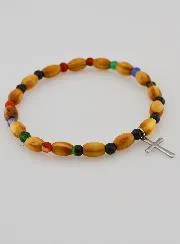 Armband mit Kreuz – Achat und Holz