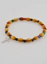 Armband mit Kreuz – Achat und Holz