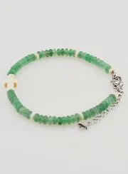 Armband mit Kreuz und Grünen Steinen