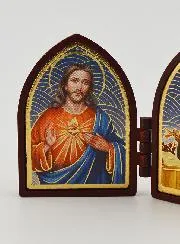 Kleine Diptychon Ikone – Herz Jesu und Heilige Rita