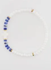 Religiöses Armband aus Stein und Perlmutt – Blau