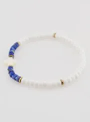 Religiöses Armband aus Stein und Perlmutt – Blau