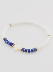 Religiöses Armband aus Stein und Perlmutt – Blau
