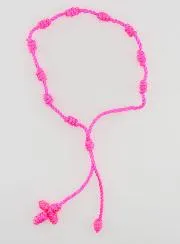 Zehner Rosenkranz Armband aus Neon Rosa Kordel
