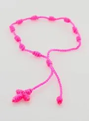Zehner Rosenkranz Armband aus Neon Rosa Kordel