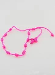 Zehner Rosenkranz Armband aus Neon Rosa Kordel