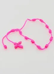 Zehner Rosenkranz Armband aus Neon Rosa Kordel
