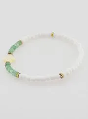 Religiöses Armband aus Stein und Perlmutt – Grün
