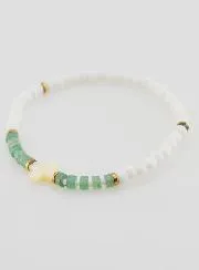 Religiöses Armband aus Stein und Perlmutt – Grün