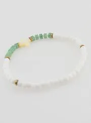 Religiöses Armband aus Stein und Perlmutt – Grün