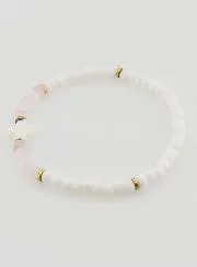 Religiöses Armband aus Stein und Perlmutt – Hell Rosa