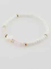 Religiöses Armband aus Stein und Perlmutt – Hell Rosa
