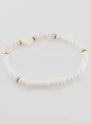 Religiöses Armband aus Stein und Perlmutt – Hell Rosa