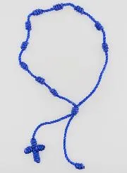 Zehner Rosenkranz Armband aus Kordel – Blau