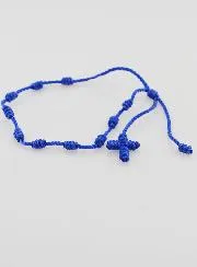 Zehner Rosenkranz Armband aus Kordel – Blau