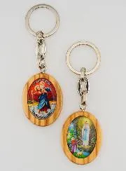 Schlüsselanhänger Madonna Lourdes und Heiliger Christophorus